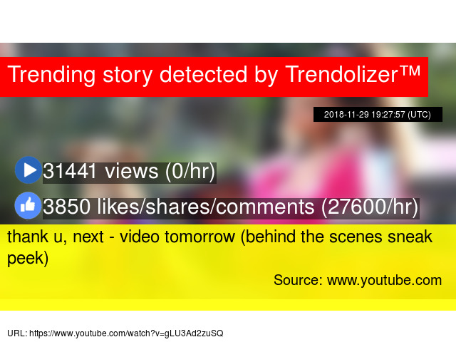 thank u next video tomorrow behind the scenes sneak peek next video